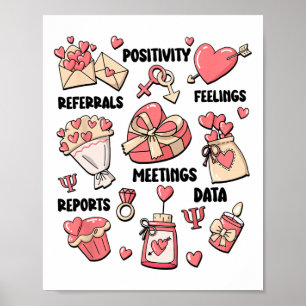 Retro School Psychologist Valentine Mental Health  Poster