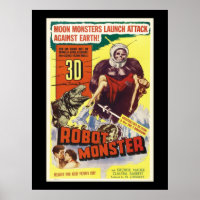 Retro Sci fi 3d robot monster