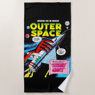 Retro Sci-Fi Adventure Outer Space Comics Cover Beach Towel