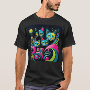 Retro Sci-Fi Cartoon Cats T-Shirt