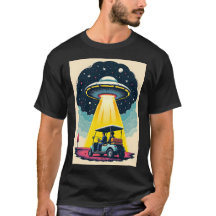 Retro Sci Fi Cartoon Rocket Ship and Golf Cart