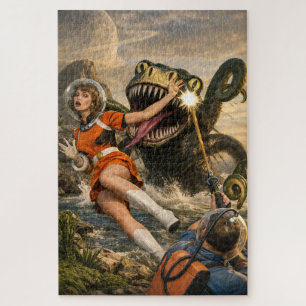 Retro Sci-Fi Fantasy Space Monster Art Jigsaw Puzzle