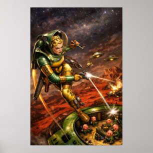 Retro Sci-Fi Fantasy Space Woman Art Poster
