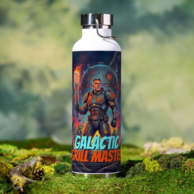 Retro Sci Fi Galactic Grill Master Pop Art Comic Water Bottle (Outdoor (Rotated))