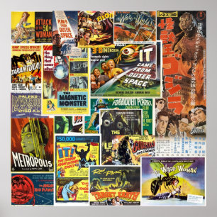Retro Sci Fi Movies Collage Poster