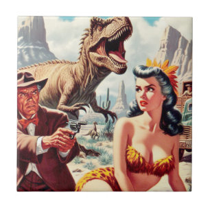 Retro Sci-Fi Pin Up Tile