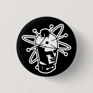 Retro Sci-Fi Robot Head - Black & White 3 Cm Round Badge