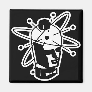 Retro Sci-Fi Robot Head - Black & White Magnet