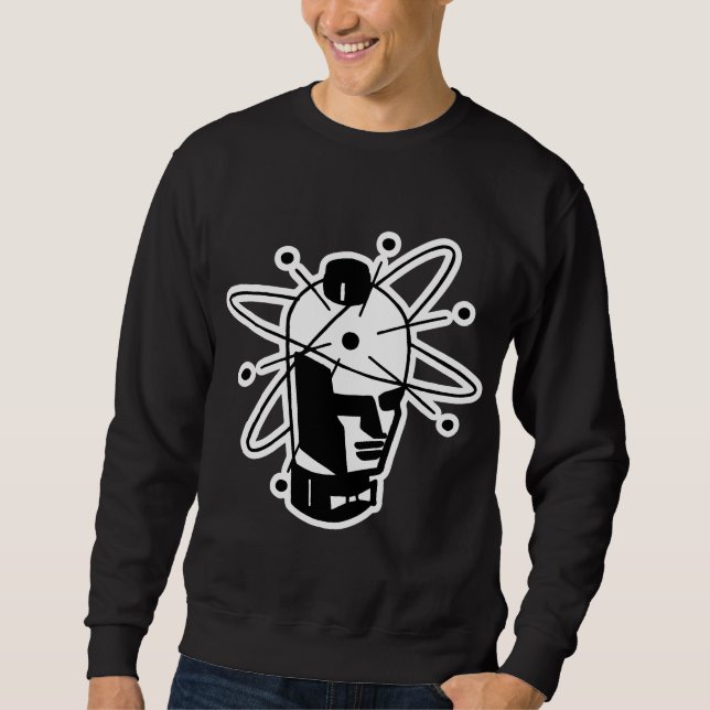 Retro Sci-Fi Robot Head - Black & White Sweatshirt (Front)