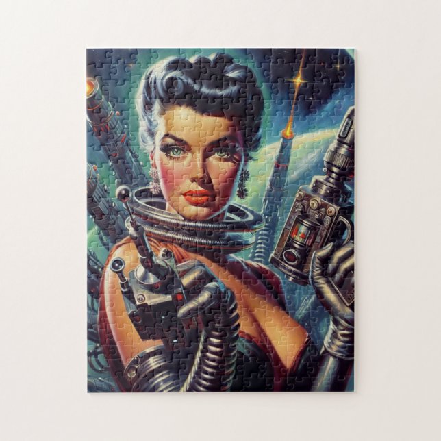 Retro Sci-Fi Woman Painting Jigsaw Puzzle (Vertical)