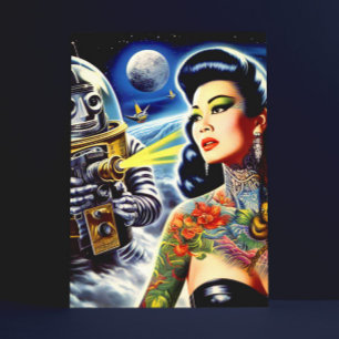 Retro Sci-fi Woman Postcard