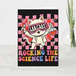 Retro Science Cat Chemistry Teacher Valentine  Card