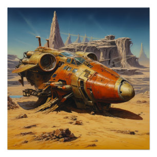 Retro Science Fiction Scene Poster