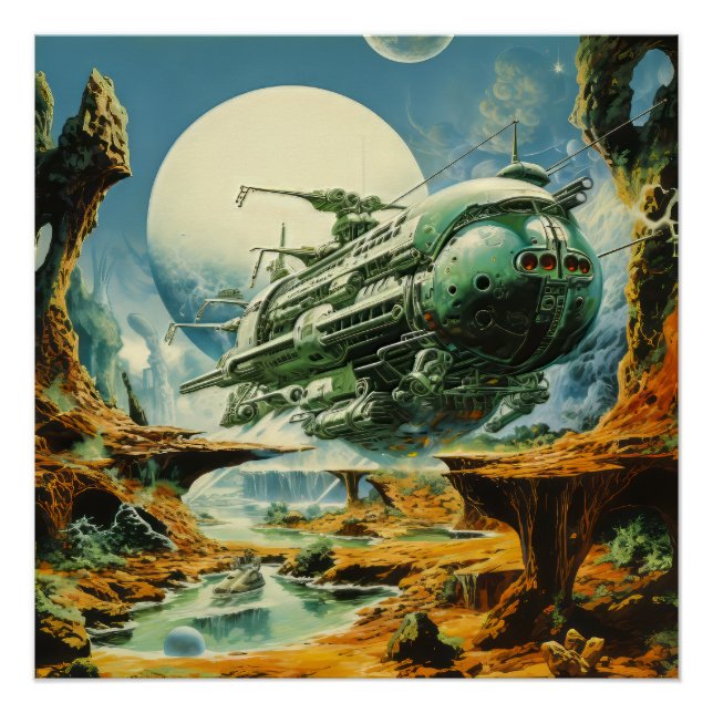 Retro Science Fiction Scene Poster (Front)