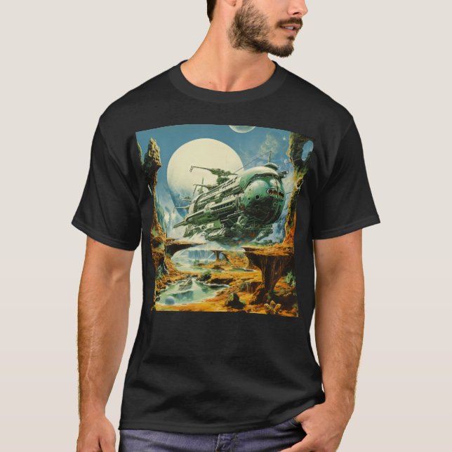 Retro Science Fiction Scene T-Shirt (Front)