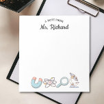 Retro Science Supplies Science Teacher Gift Notepad<br><div class="desc">Give your favourite science teacher a gift they'll love with this Retro Science Supplies Notepad! Personalised with their name,  this notepad is perfect for jotting down notes,  reminders,  and ideas. A practical and thoughtful present that shows you appreciate their hard work and dedication.</div>