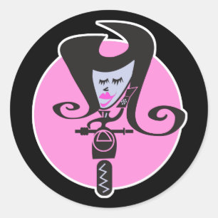 retro scooter biker chic classic round sticker