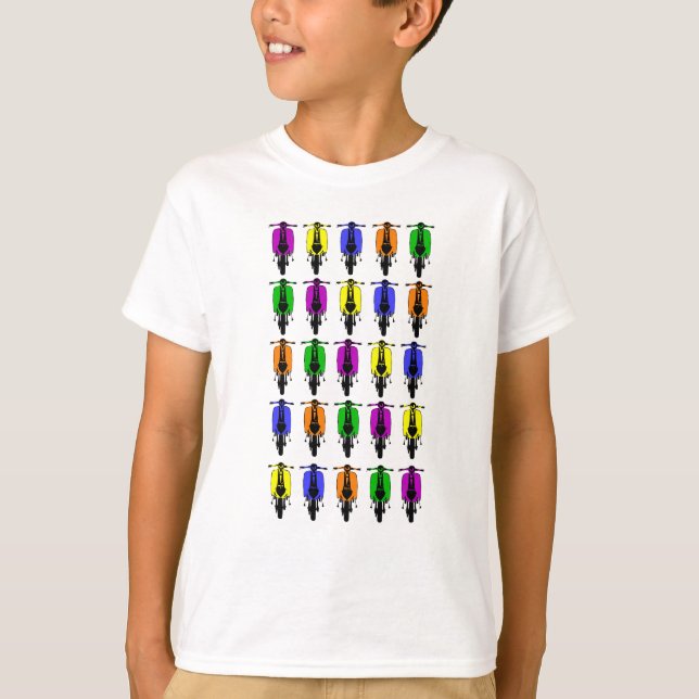 Retro scooter pop art multi coloured T-Shirt (Front)