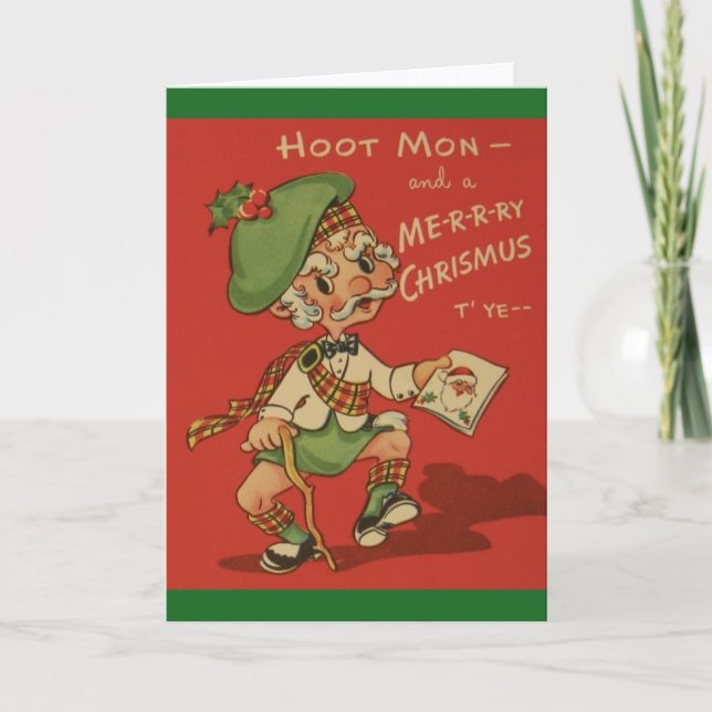 Retro Scottish Christmas Greeting Card (Front)