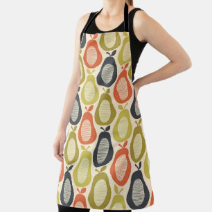 Retro Scribble Pears Pattern Apron