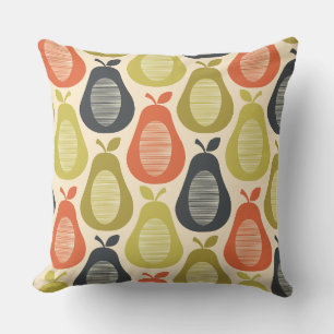 Retro Scribble Pears Pattern Cushion