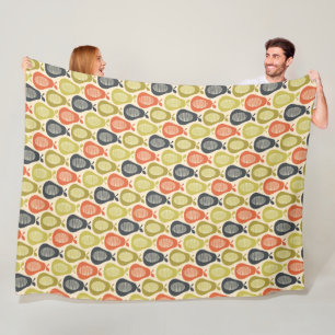 Retro Scribble Pears Pattern Fleece Blanket
