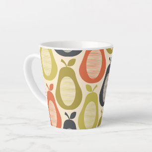 Retro Scribble Pears Pattern Latte Mug