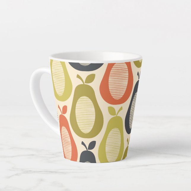 Retro Scribble Pears Pattern Latte Mug (Left Angle)