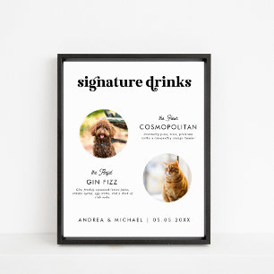 Retro Script 2 Pets Signature Drinks Wedding Sign