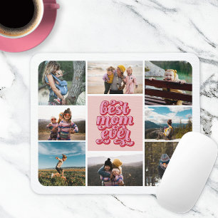 Retro Script Best Mom Ever Photo Collage Mouse Mat