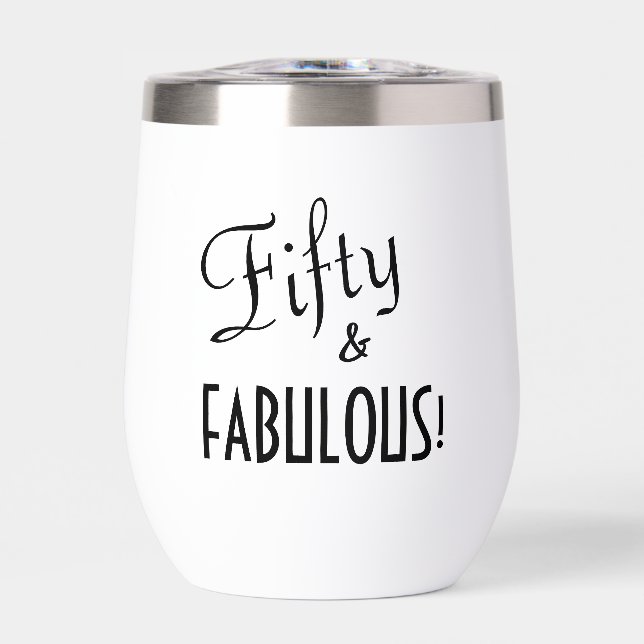 Retro Script Black & White Fifty & FABULOUS (Front)