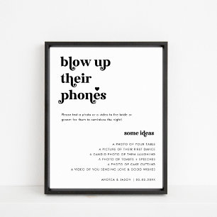 Retro Script Blow Up Their Phones Wedding Sign