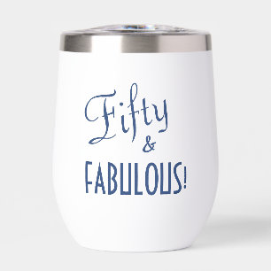 Retro Script Blue Fifty & FABULOUS 50th Birthday