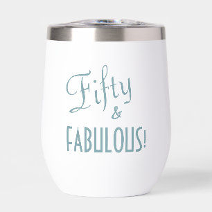 Retro Script Blue Green Fifty & FABULOUS Birthday