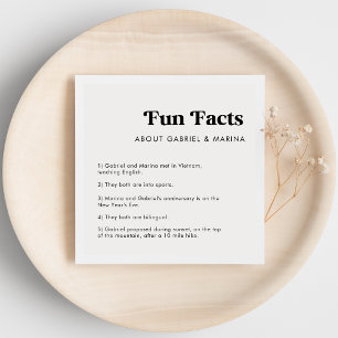 Retro Script Bold Typography 5 Fun Facts Wedding Napkin