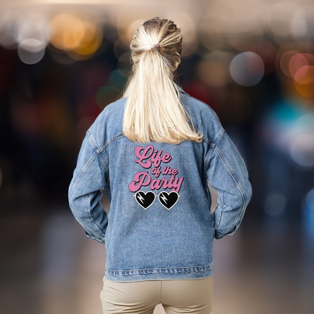 Retro Script Cute Bachelorette Party Denim Jacket (Your bridesmaids & besties will love to be part of the bride squad bringing the party to your bach)