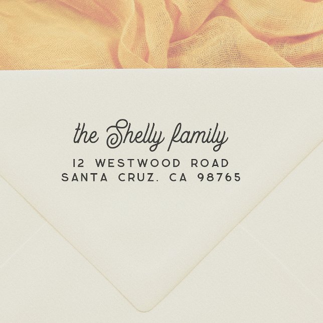 Retro Script Family Name & Return Address Self-inking Stamp (Creator Uploaded)