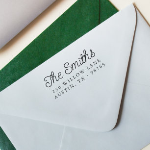 Retro Script Family Name & Return Address Self-inking Stamp