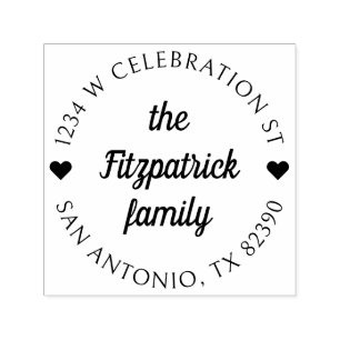 Retro Script Family Name Round Return Address Self-inking Stamp