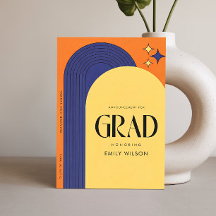 Retro Script Grad Simple Graduation Announcement Postcard