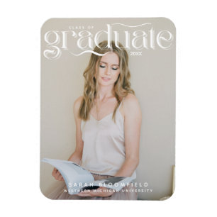 Retro Script Graduation Announcement Magnet