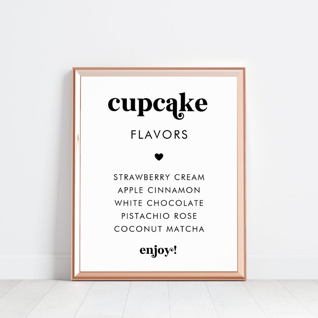 Retro Script Heart Cupcake Flavours Wedding Sign (Creator Uploaded)