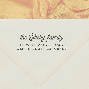 Retro Script Name & Address Rubber Stamp