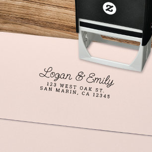 Retro Script Name + Classic Type Return Address Self-inking Stamp