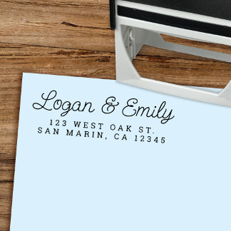 Retro Script Name + Classic Type Return Address Self-inking Stamp