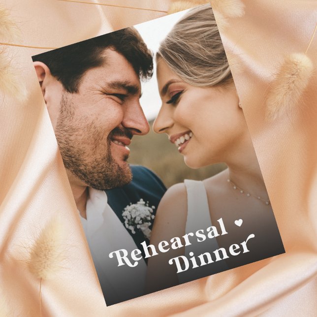 Retro Script Photo Minimalist Rehearsal Dinner     Invitation (Creator Uploaded)