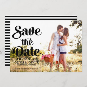 Retro Script Photo Save the Date Announcement