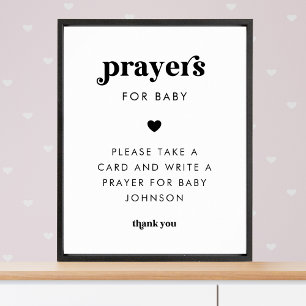 Retro Script Prayers for Baby Baby Shower Sign