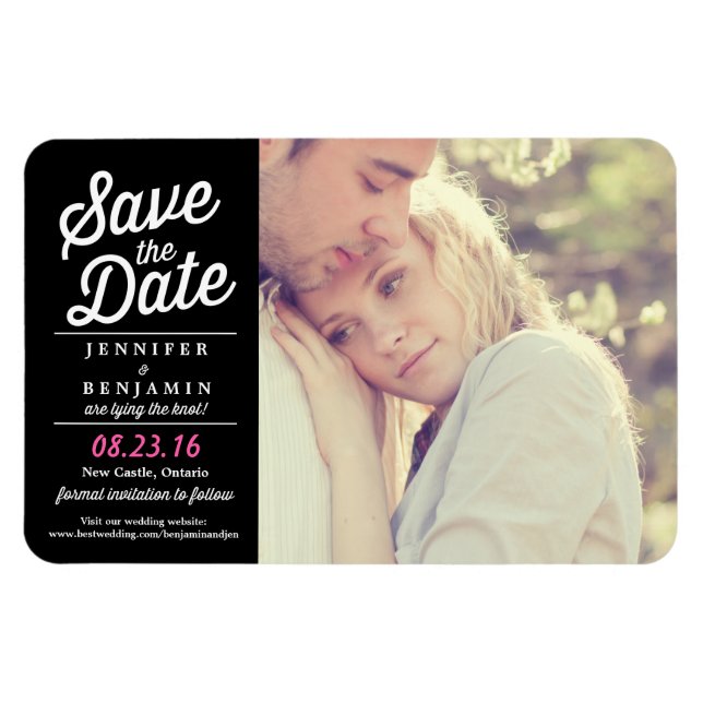 Retro Script Save the Date Photo Magnet (Horizontal)
