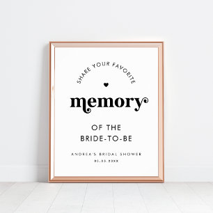 Retro Script Share a Memory Bridal Shower Sign